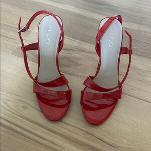ALDO Red Patent Strappy Slingback Heels like brand new.  Size 8